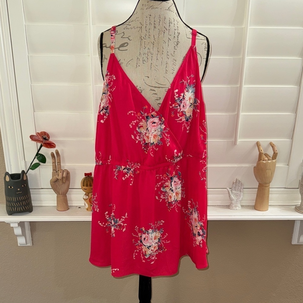 Torrid Babydoll Georgette Surplice Cami Pink Floral